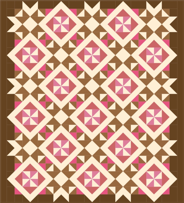 brown - pink with pieced border