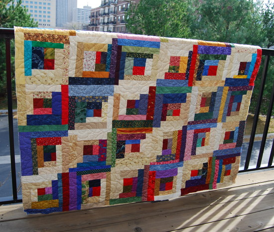 Strips and Strings log cabin.